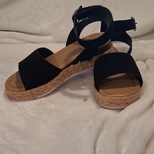 Girls Black Espadrille Sandals